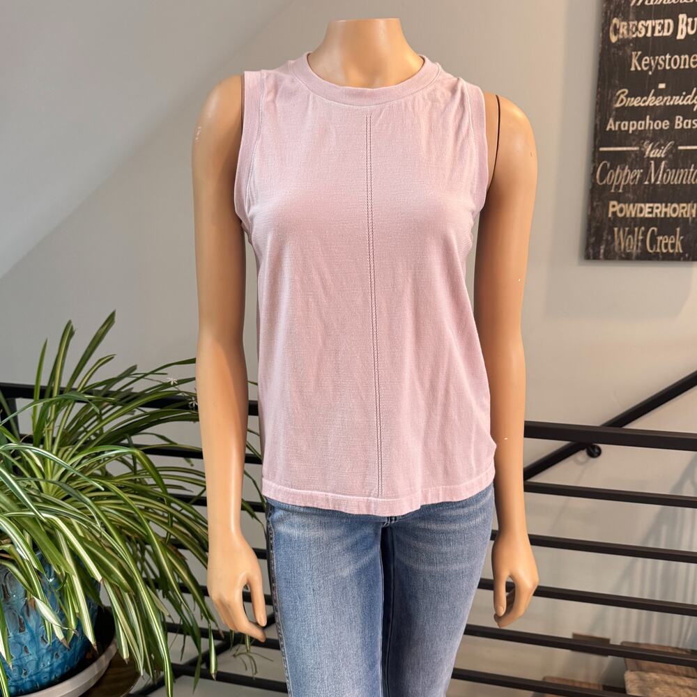 Athleta Super Soft Vertical Seam Sleeveless Top in Soft Pink Mauve/Rose Petal XL